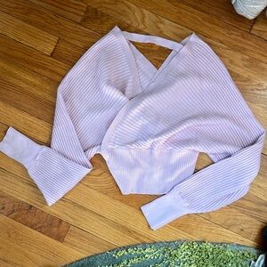 Cute V Neck Criss Cross front wrap knitted cropped sweater